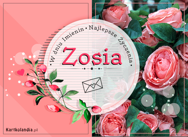 Róże z życzeniami dla Zosi