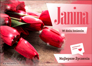 eKartki Kartki elektroniczne - Życzenia na imieniny Janina - Tulipany dla Ciebie, 