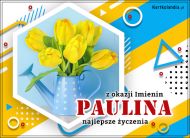 eKartki Kartki elektroniczne - Kartka imieninowa Paulina - Imieninowy bukiet tulipanów, 
