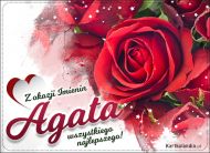 eKartki Kartki elektroniczne - Życzenia imieninowe Róże z życzeniami dla Agaty, 