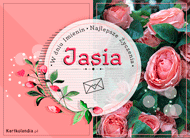 eKartki Imienne Damskie Róże z życzeniami dla Jasi, 