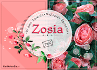 eKartki Imienne Damskie Róże z życzeniami dla Zosi, 