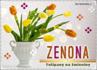 eKartki Imienne Damskie Zenona - Tulipany na Imieniny, 