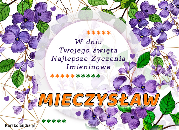 Życzenia usłane kwiatami dla Mieczysława