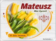 eKartki Imienne Męskie Tulipany z życzeniami dla Mateusza, 