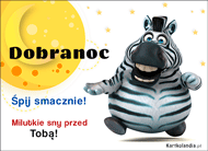 eKartki Kartki elektroniczne - Zebra Dobranoc, milutkie sny przed Tobą!, 