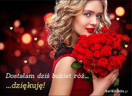 eKartki Kartki elektroniczne - e-Kartki z kwiatami darmo Dziękuję za bukiet róż, 